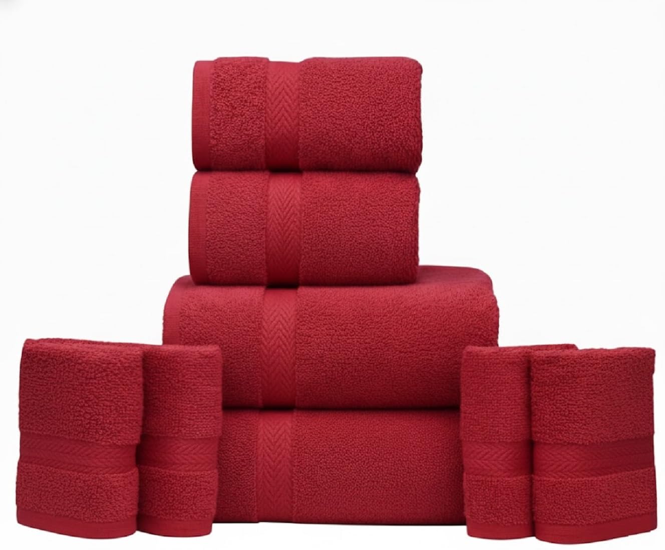 manucci 8-Piece Towels Bale Set 100% Egyptian Cotton Super Soft Premium Quality 4 Face 2 Hand 2 Bath Towel for Spa, Gym, Hotel & Bathroom 600GSM (Red)