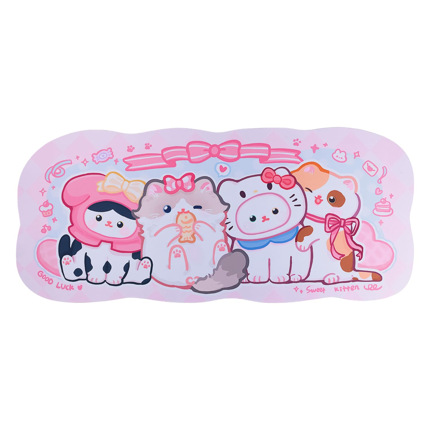 Tappetino per mouse da gioco, impermeabile, extra large, XL, antiscivolo, carino, tappetino per mouse da gioco, tappetino da scrivania per gamer, ufficio e casa, motivo: gattino