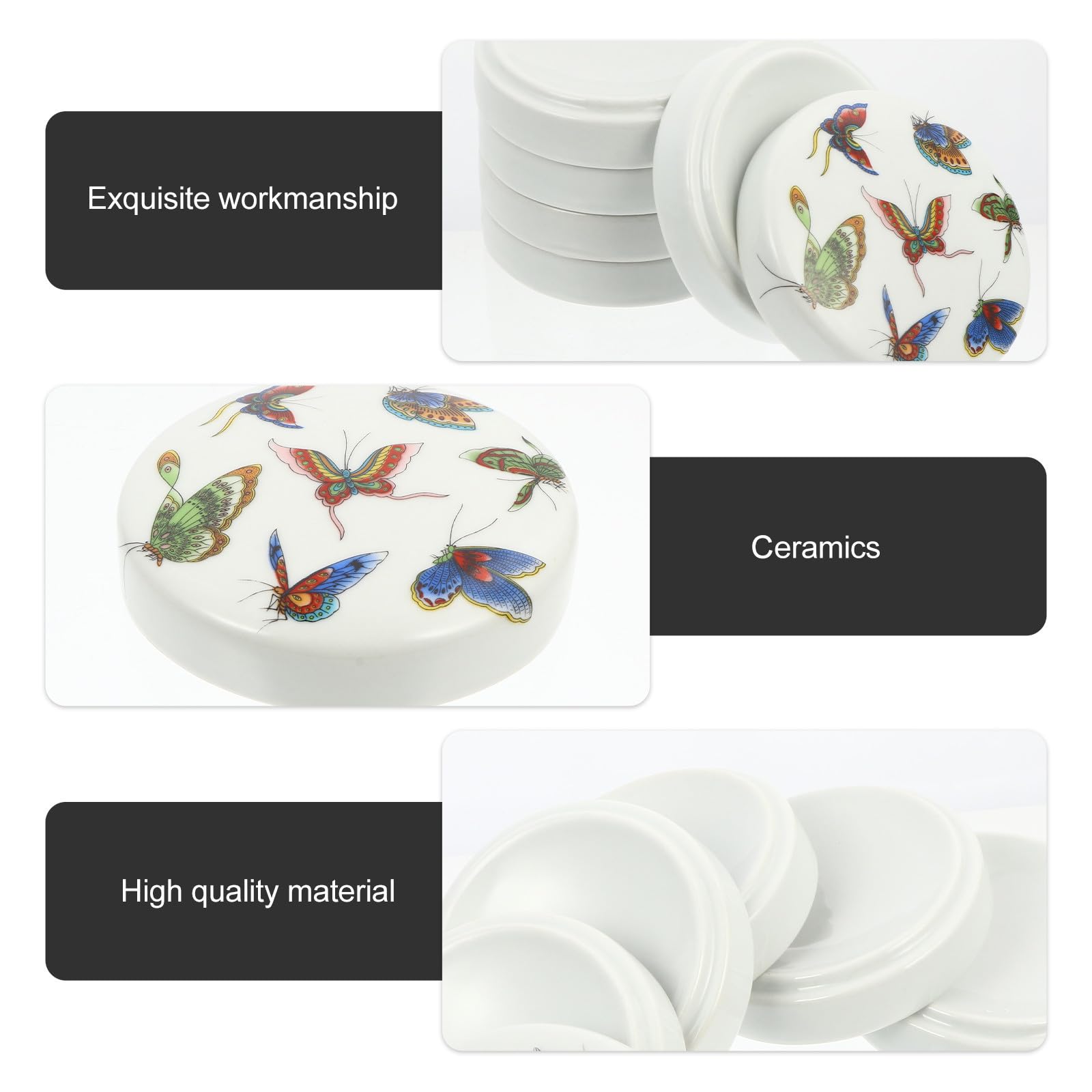 1ensemble Set de Plateaux Empilables Céramique Résistants pour Bijoux et Peinture Palette Porcelaine avec Couvercle pour Aquarelle Huile et Peintures Chinoises