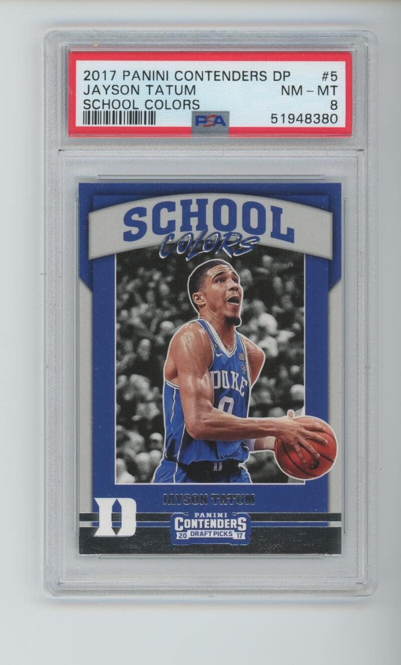 2017-18 Panini Jayson Tatum #5 Contenders DP School Colors Duke Boston Celtics ROOKIE RC PSA 8 Graded NBA Basketball Card
