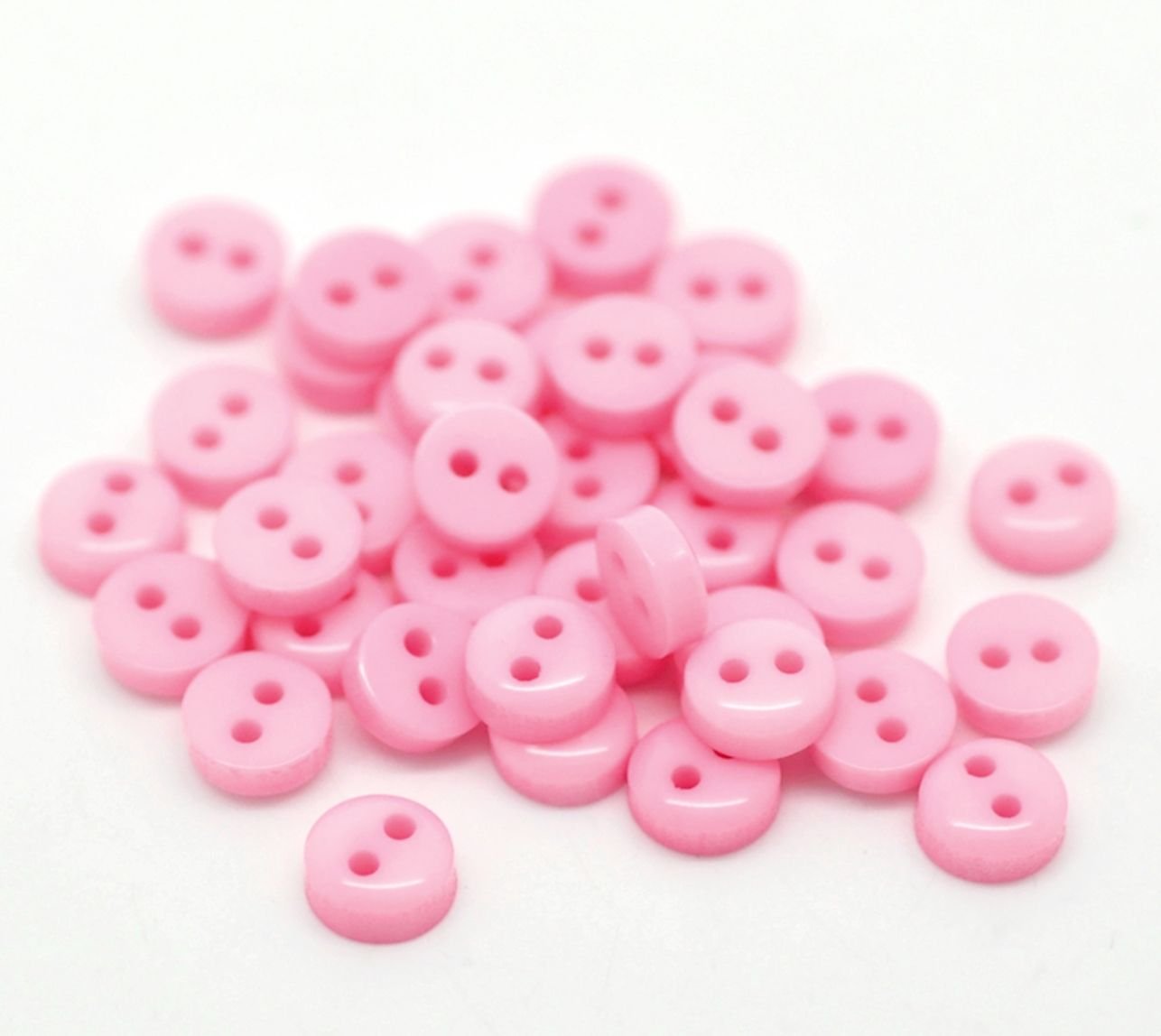 200 x Plain Pink Round 2 Hole 6mm Sewing Buttons. for Cardmaking, Scrapbooking, Clothes Knitting