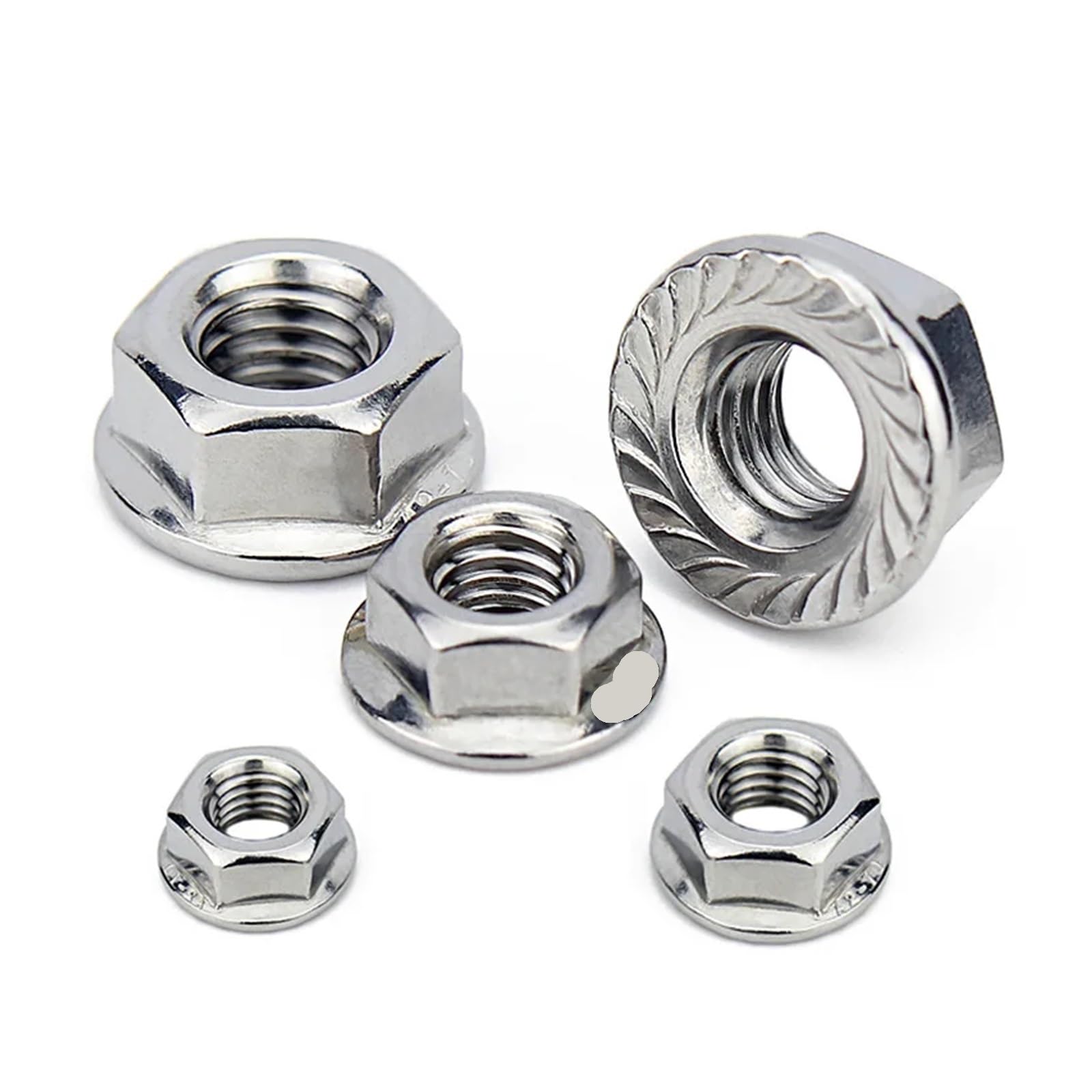 Tuerca hexagonal con brida, 100 tuercas de brida hexagonales autoblocantes de acero inoxidable 304(M8)
