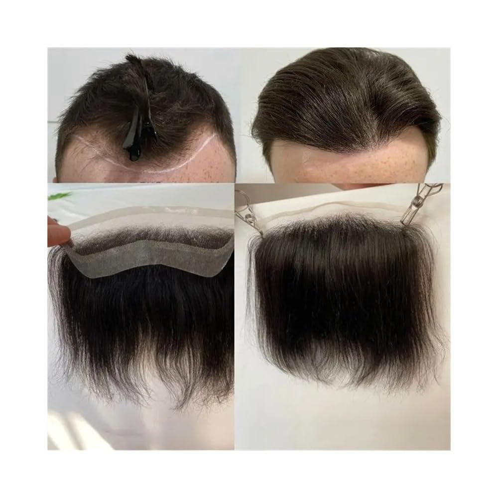 Peruka do włosów dla mężczyzn Peruka z przodu z włosami z linii włosów, europejski system włosów HD Invisible Lace Front Hairline French Lace V-Shape Peruka męska z ludzkich włosów Natural Black Syste