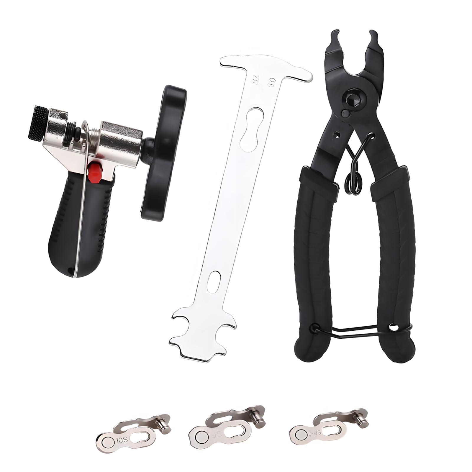 Foyscr Bike Chain Repair Tools Set, Bicycle Chain Break Tool, Master Link Pliers, Bike Chain Wear Checker, Chain Opener Closer Remover Pliers(Silver)