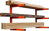 Vista 1 de Estante de almacenamiento de madera para montaje en pared, organizador de madera de metal resistente con 3 niveles, cada estante soporta hasta 200