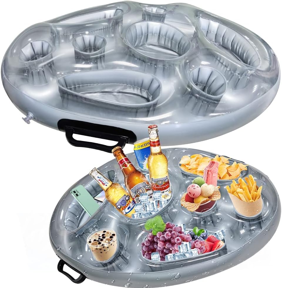 Inflatable Floating Drink Holder for Pools, Holes Hot Tub Drink Holder  Floats for Adults Party, Inflatable Cooler Ice Serving Bar for Pools Hot