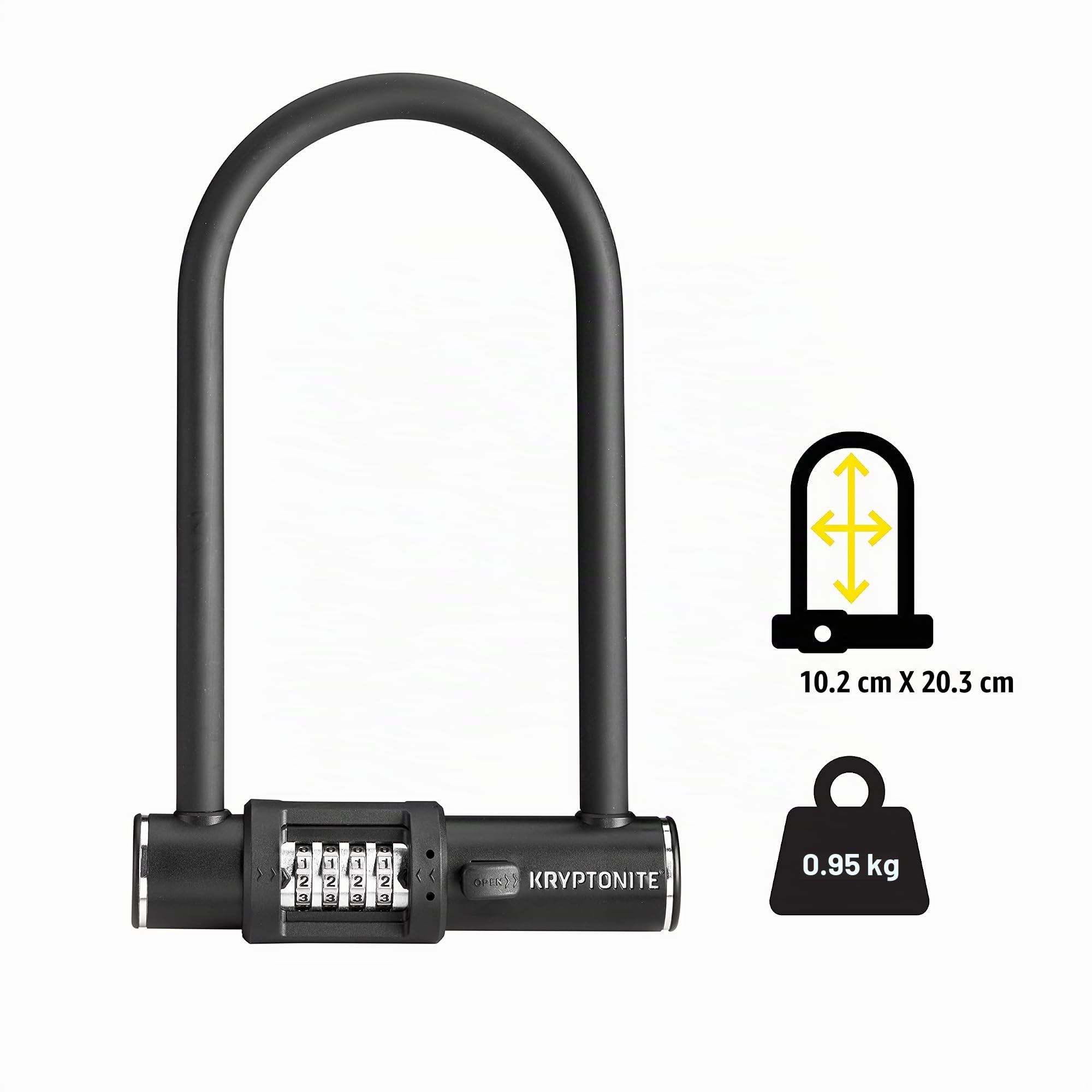 Kryptonite 005292 Combo U Candado para bicicleta, negro, 4" x 8"