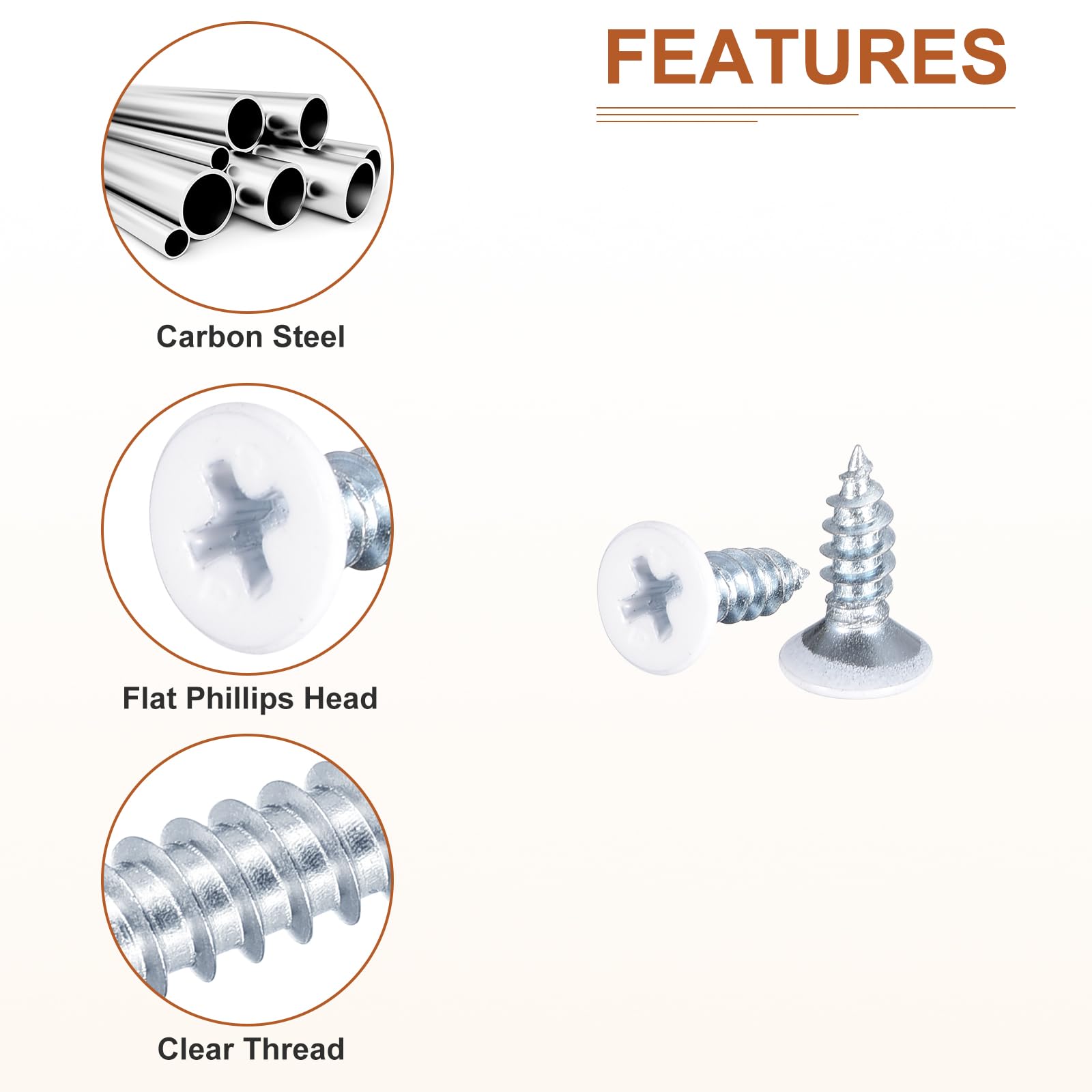 DTGN 50Pcs ST4.2x25mm Self Drilling Screws, Carbon Steel White Flat Head Phillips Sheet Metal Screw - Image 4