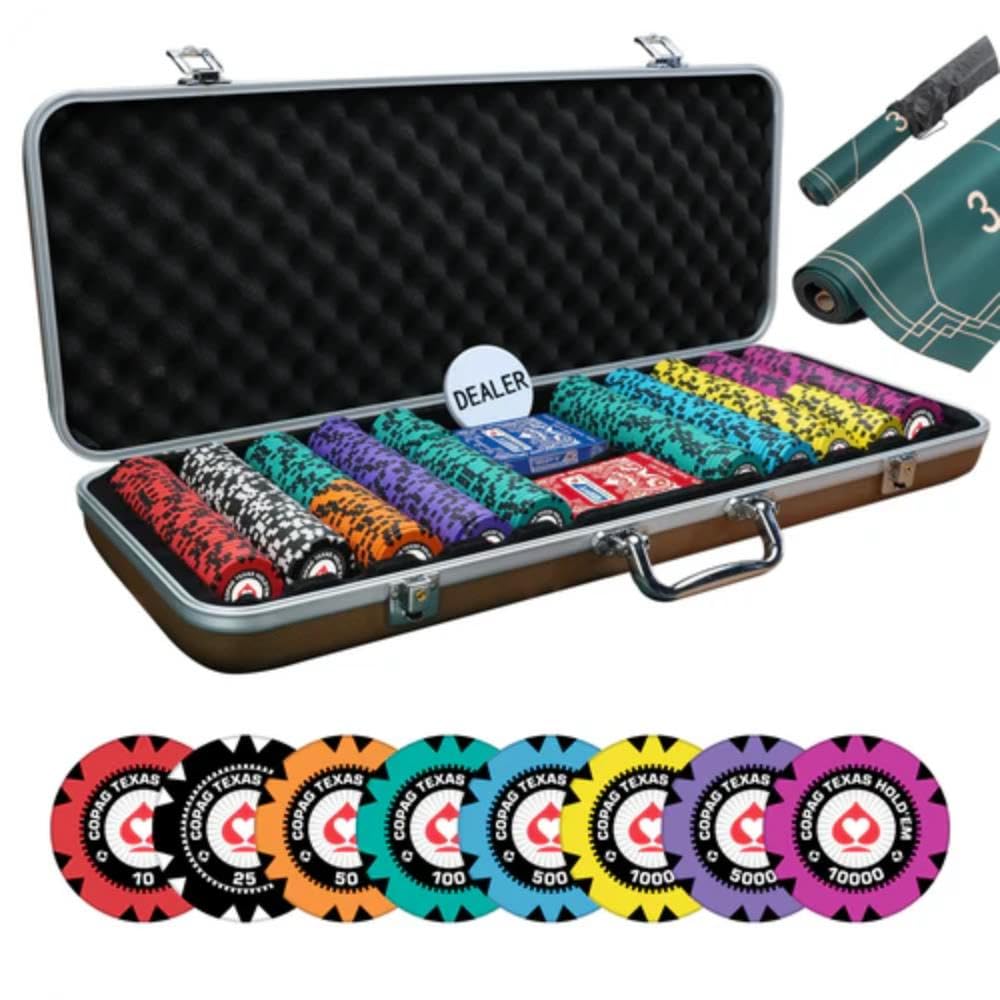 CASINO KART Casino Poker Chips Comes with The Set of 300 & 500 Pieces, Clay, 40 MM, 14gms, for All Games Poker Teen 3 Patti Roulette Flush Blackjack Rummy (500 Chips)