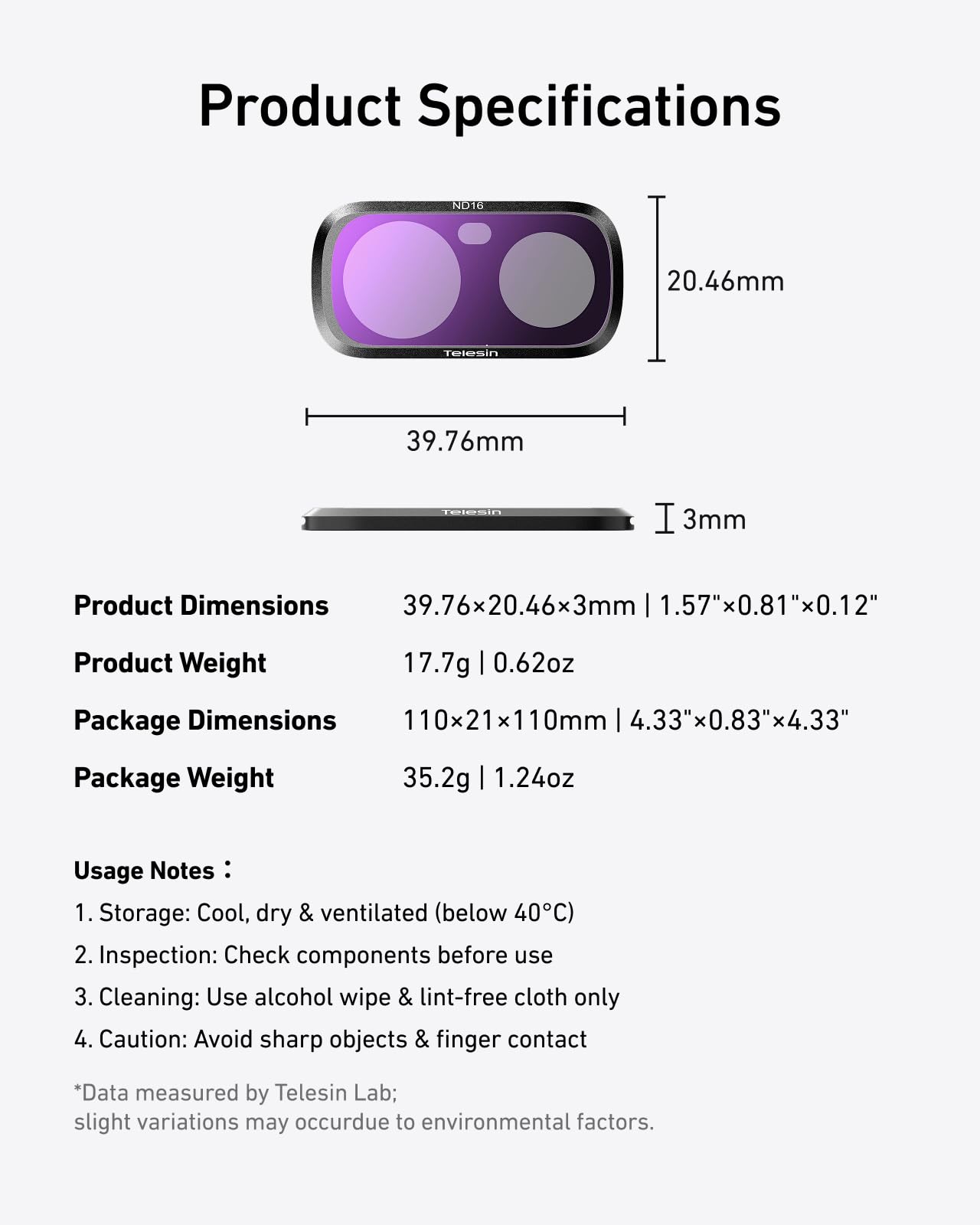 TELESIN ND4 ND16 ND64 zestaw filtrów do Insta360 Luna Ultra