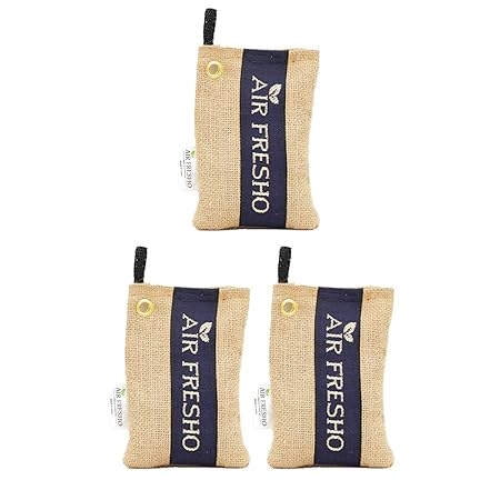 Air Fresho Non-Electric Organic Advanced Charcoal Air Purifier Bag (Khakhi) (100 Grms X 3)
