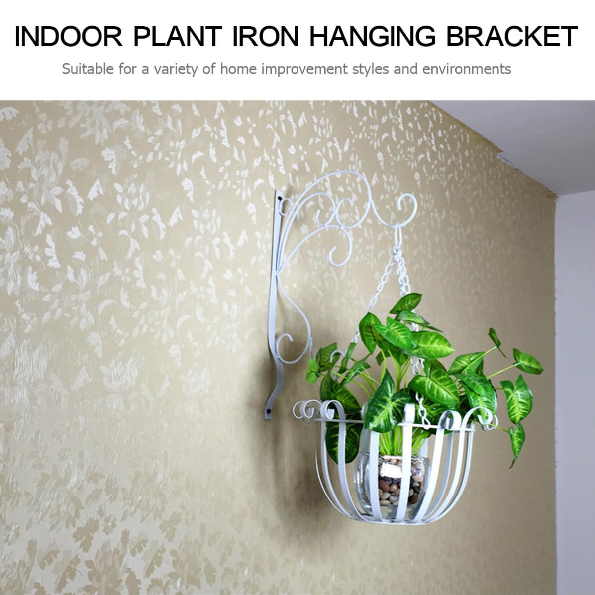 SOLUSTRE Soporte de Macetas Colgante de Hierro Blanco para Pared Diseño Clásico Europeo, Fácil de Instalar y Limpiar, Adecuado para Decoración de Jardín y Balcón