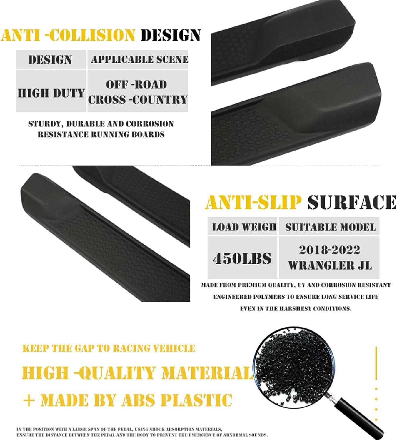 Running Board Compatible with 2018-2024 Jeep Wrangler JL 2 Door,Nerf Bars, Black Side Steps (Not for JK Model)