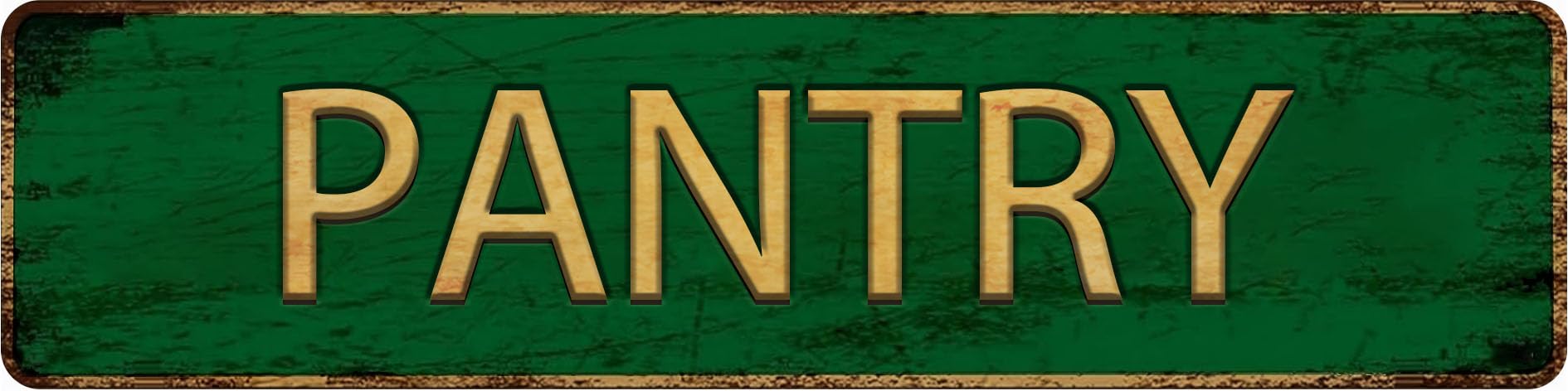 Vintage Metal Tin Sign PANTRY 4x16 Inch,Street Sign for Home,Restaurant,Bar,Cafe,Garage - Retro Wall Decor Plaque