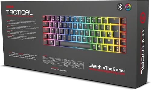 Ozone Gaming Gear Tactical - Clavier mécanique sans Pavé Numérique, Bluetooth, Switches Outemu Rouge, Rétroéclairage LED RGB, Silencieux, Disposition Espagnole, Noir - 8
