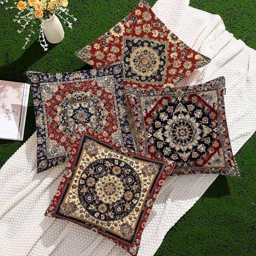 Coussin extérieur imperméable 60x60 cm lot de 4 en lin persan pour canapé - 3
