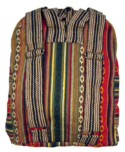 Original Collections Unisex Tribal Red Woven Cotton Ethnic Hippie Backpack or Daypack One_Size3
