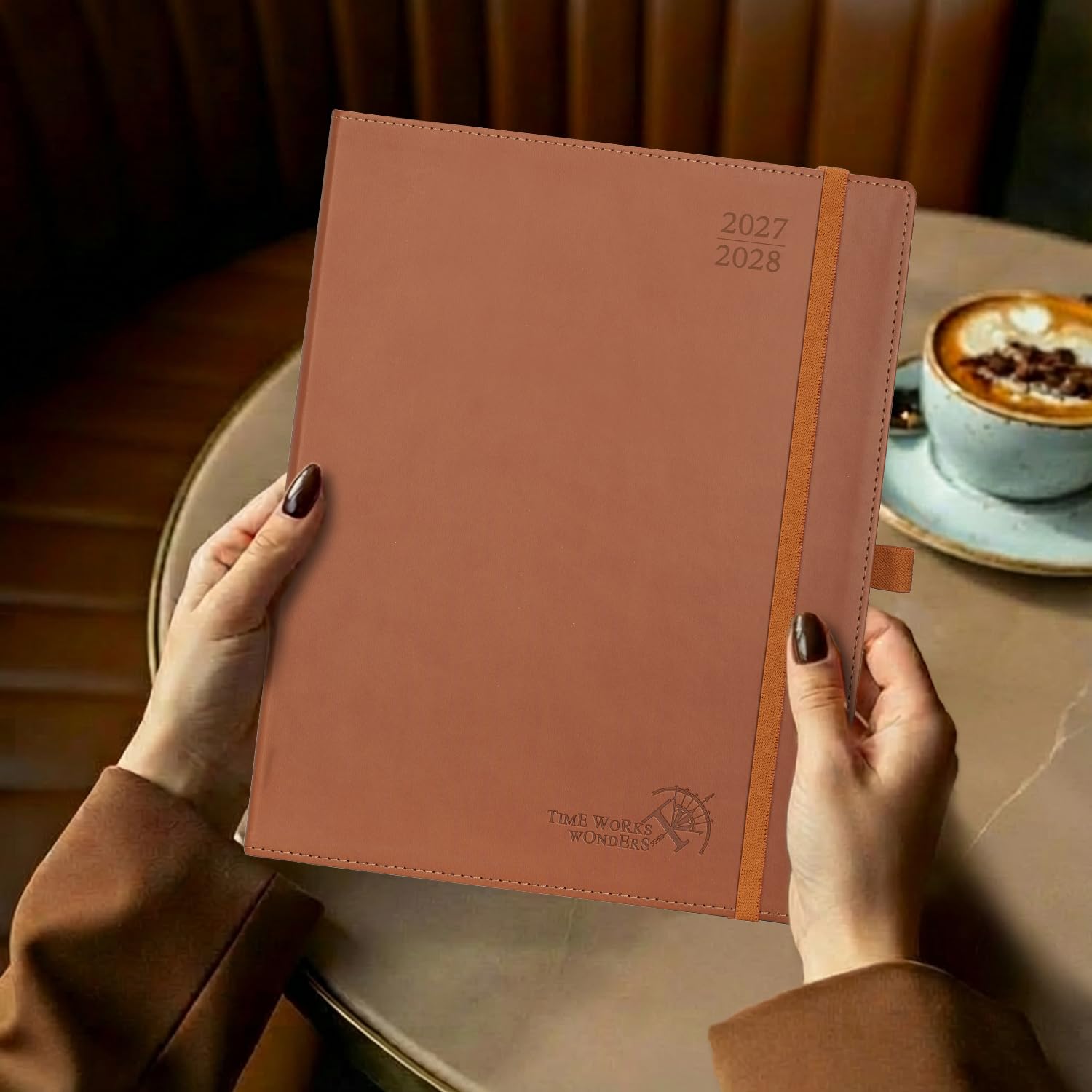POPRUN Agenda mensile 2027-2028 (grande 21,6 x 26,7 cm), calendario da 18 | Gennaio 2027-giugno 2028, calendario con copertina morbida con pagina per note, linguette mensili e tasca interna