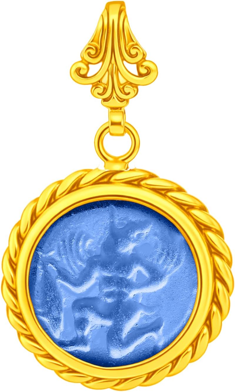 Cancer Signet Intaglio Pendant 24K Gold Vermeil 925 Sterling Silver Rope Twist Pendant Ancient Coin Silver Necklace Handmade Women's Pendant Minimalist Perfect Gift