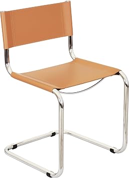 Breuer Chair Company Mart Stam Cantilever Side Chair w/Chrome Steel Frame & Camel Bonded Leather