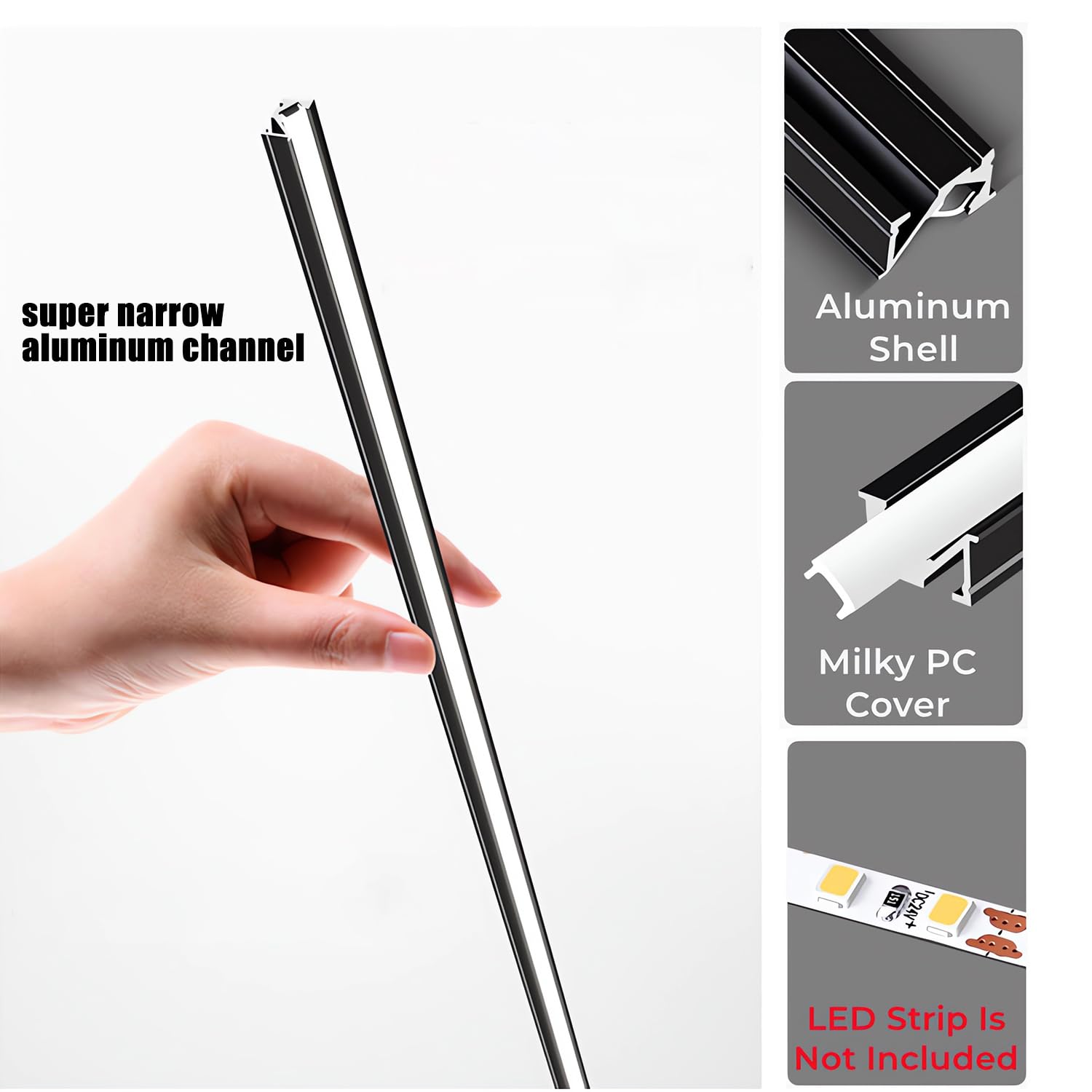 JARBIH 3.3ft/1M LED Recessed Aluminum Profiles, 10 Packs YW Shape 45º Oblique Beam Invisible Cabinet Light, Milky Cover Channel Wine Cabinet Hard Bar Strip Light(Silver)