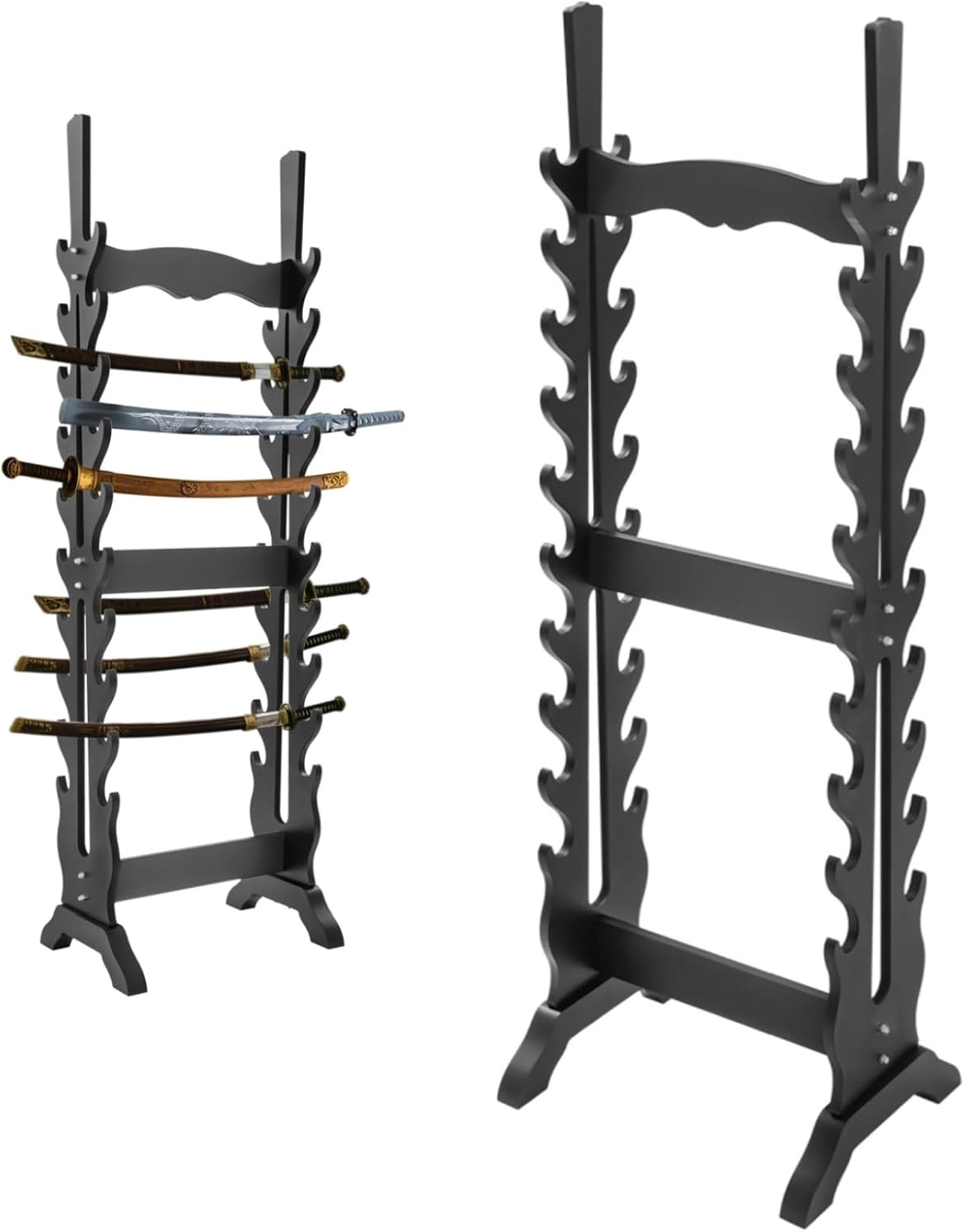 Floor Standing Vertical Sword Rack 20-Tier Double Sided Sword Display Stand with 66lbs Capacity, Display Case for Swords Knives Martial Arts Collection (Black)