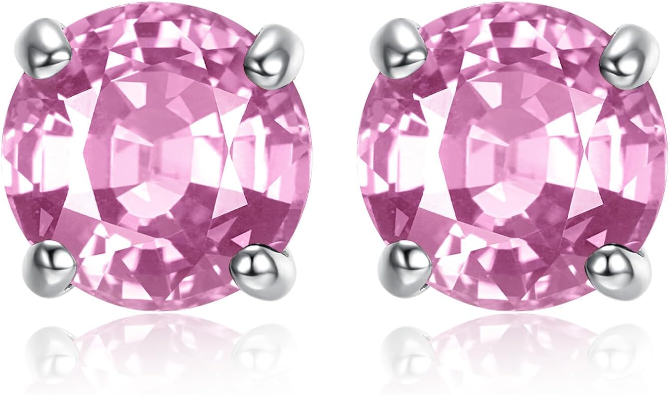 Earrings for Women, S925 Sterling Silver Birthstone Round Studs Earring for Girlfriend Wife, Anniversary Birthday Christmas Valentines Mothers Day Gifts Jewelry for Womens Wife Her Mom - Image 3