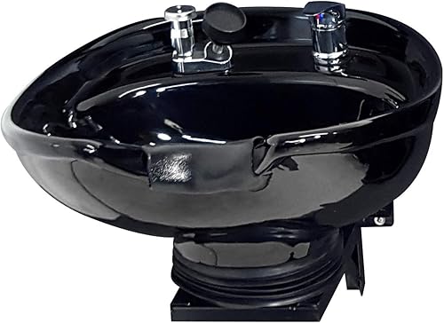 Miniatura 3 de TLC-B07-WT - Cuenco de champú de cerámica totalmente inclinable y montado en la pared, fregadero de salón negro, equipo de salón de belleza para