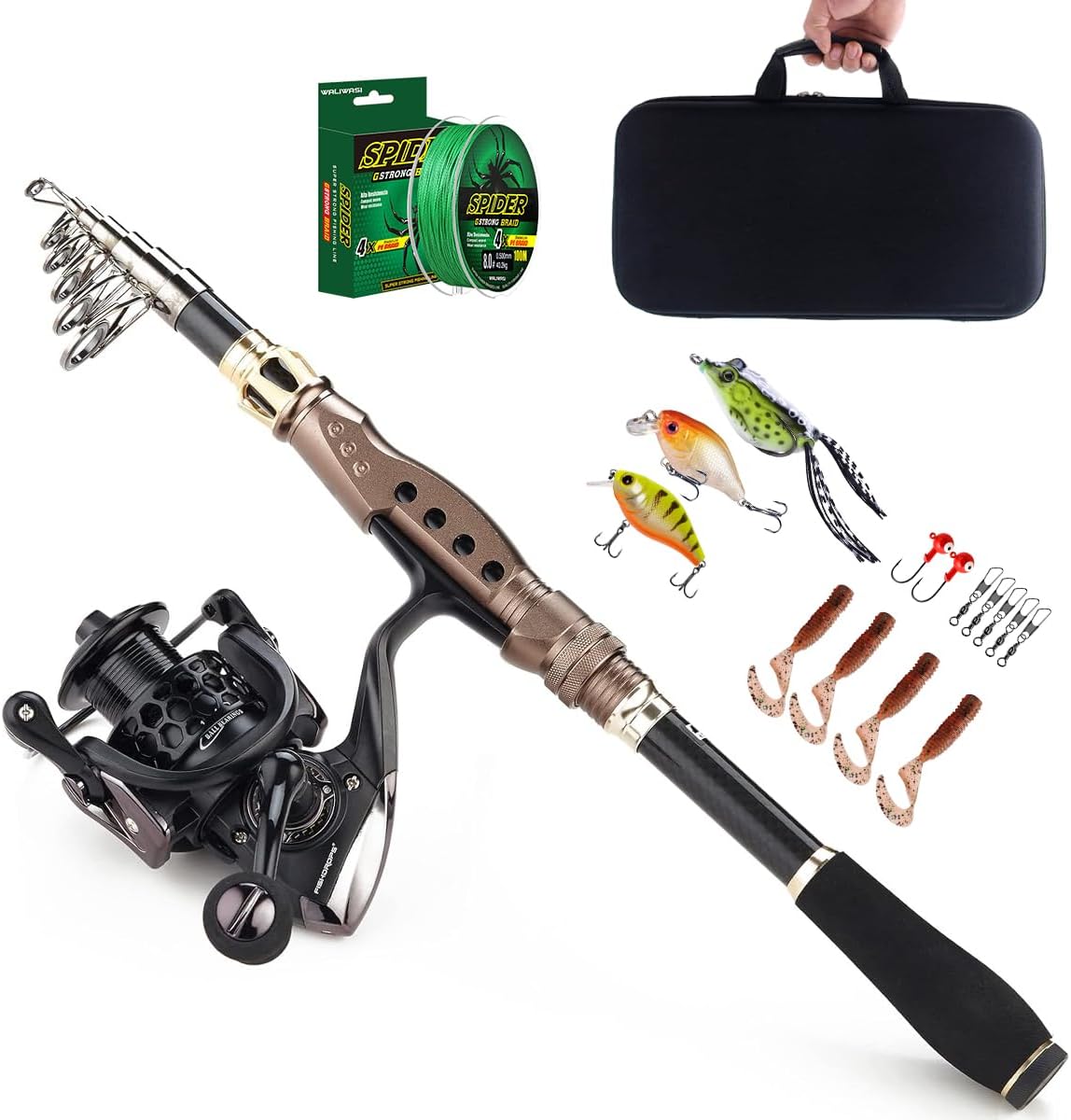 Fishing Rods and Reels Combo Telescopic Fishing Rod with Fishing Carrier Bag Travel Portable Fishing Rod and Reel Combo with Case