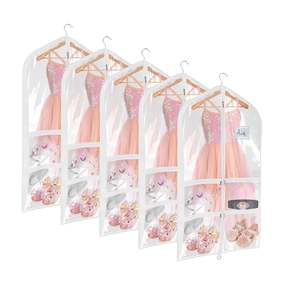 Univivi 5 Pack Clear PVC Dance Costume Garment Bag