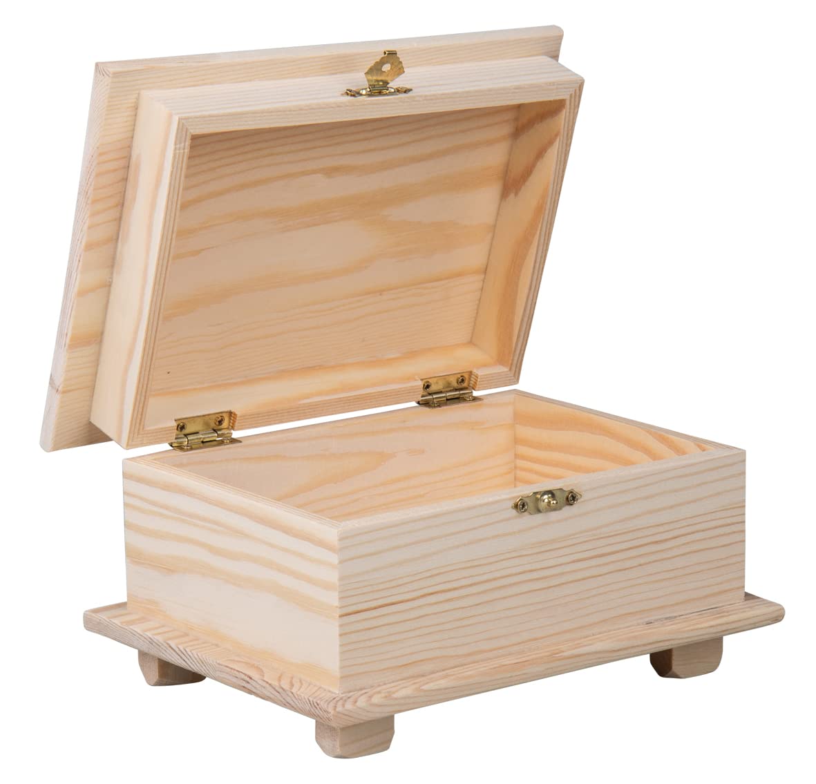 Rayher Small Treasure Chest, Wooden Chest with Lid, Decorative Wood Box, Wood Jewellery Box, natural wood, 10.5x19x13.5cm, 64509505