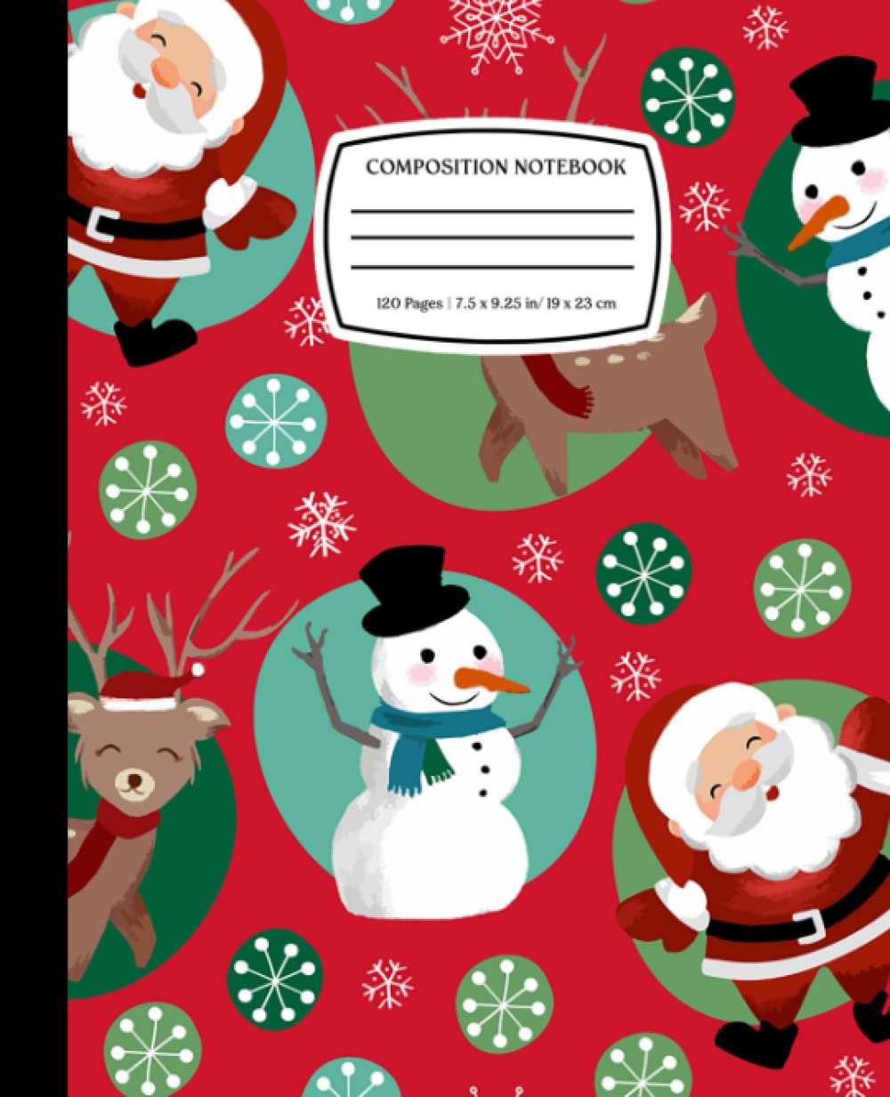 Happy Reindeer And Santa Claus: Christmas Holiday Composition Notebook/ Journal, College Ruled, 120 7.5x9.5 College Ruled Pages for for journaling, diary, journaling and writing.