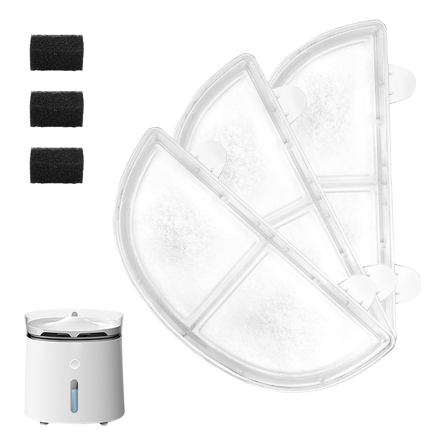NQEUEPN 3pcs Cat Water Fountain Filter, Triple Filtration System, Compatible with WF20/CF20 Wireless Pump Water Fountain