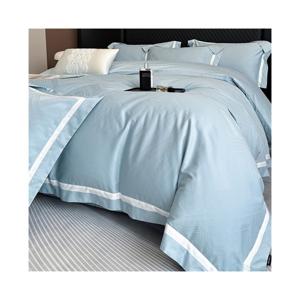 S5b8w3g7 Blue Bedding Set Luxury 600Tc Egyptian Cotton Duvet Cover Set Queen/King Size Soft Breathable Jacquard Bedding For All Season ﻿ Home Textile