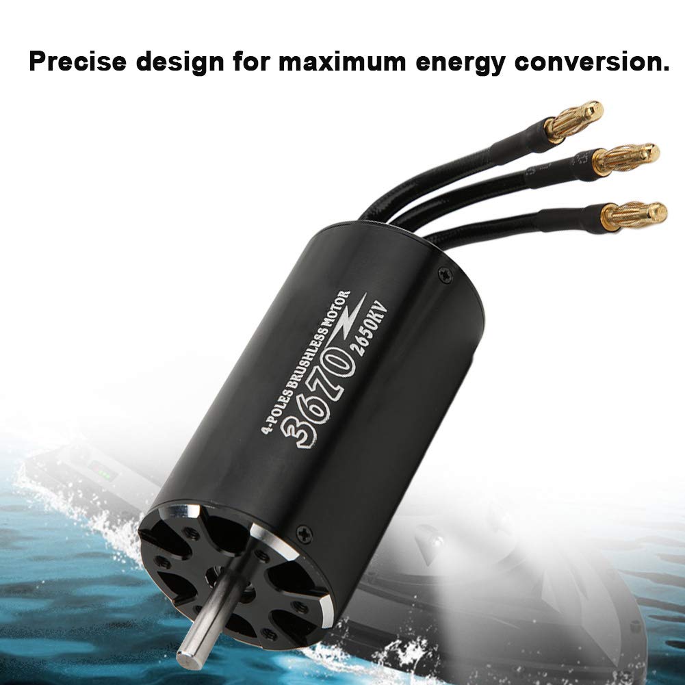 Drfeify Motor de Barco RC, Motor sin Escobillas de 2650 KV con Diseño de Alto par, Potencia de 1600 W para Barcos de Control Remoto y Coches RC de Alta Potencia