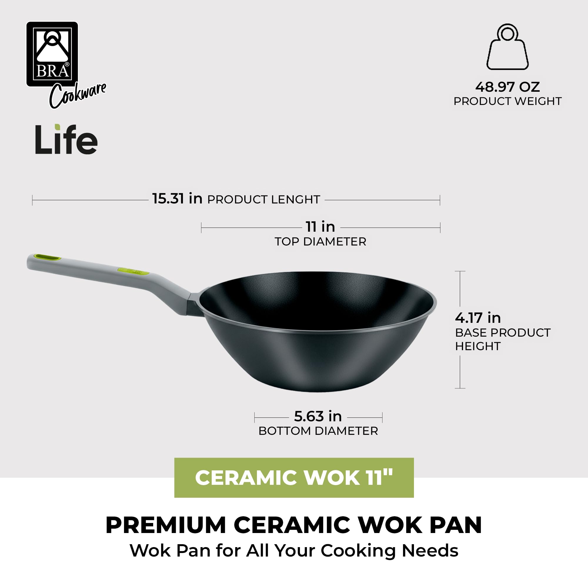 BRA Wok Aluminio Fundido Life ø 28 Cm