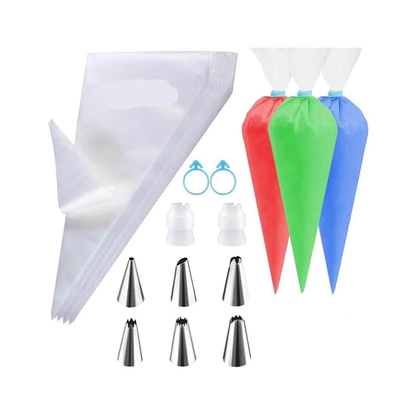 Spritzbeutel und Spritztüllen-Set, Kuchen-DIY-Dekorationsset, wiederverwendbares Gebäck-Backwerkzeug(F07-110Pcs)