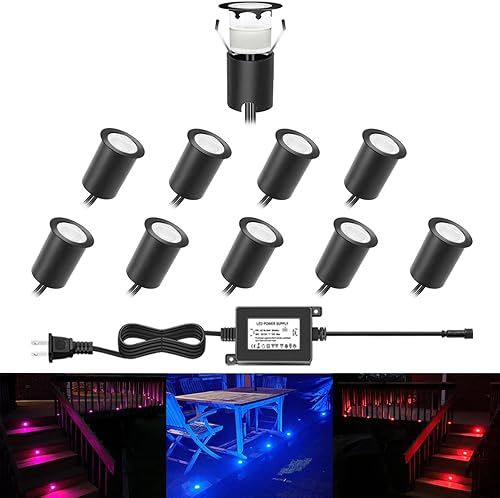 Miniatura 8 de RNEHON - Luz LED empotrable de color blanco cálido, luces de paso de bajo voltaje de 12 V con carcasa protectora, 1.18 luces de paisaje al aire