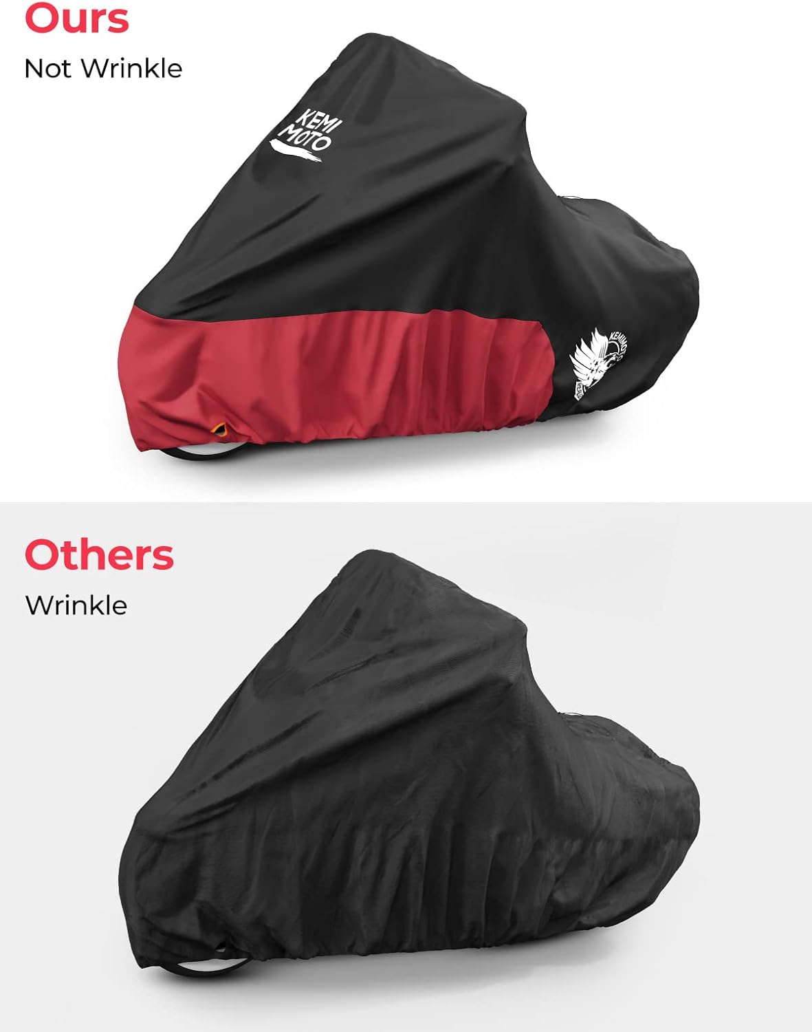 KEMIMOTO Heavy Duty 420D Motorcycle Cover Compatible with Cruiser Models Softail Dyna Iron 883 Fat Boy 114 Forty-Eight Low Rider Cover Standard Heritage Classic Waterproof Outdoor Snow Rain Protection