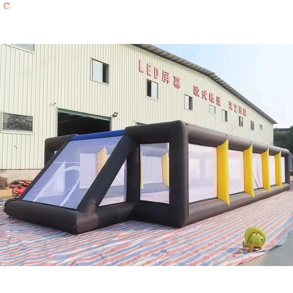 Campo de fútbol inflable con soplador y pelotas para festivales y eventos, ideal para juegos y reuniones al aire libre