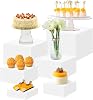 Emwel Buffet Risers-6 dimensions(3in4in5in6in7in8in) Large White Acrylic Food Risers, Dessert Table Display Set for Buffet Table, Acrylic Display Stands for Catering Dessert Jewelry Figures Show