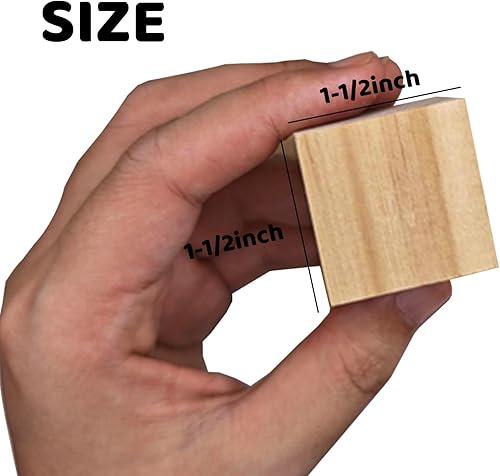 Miniatura 8 de MUXGOA Cubos de madera sin terminar, paquete de 50 bloques de madera para manualidades, bloques cuadrados de madera de 1 pulgada para manualidades,