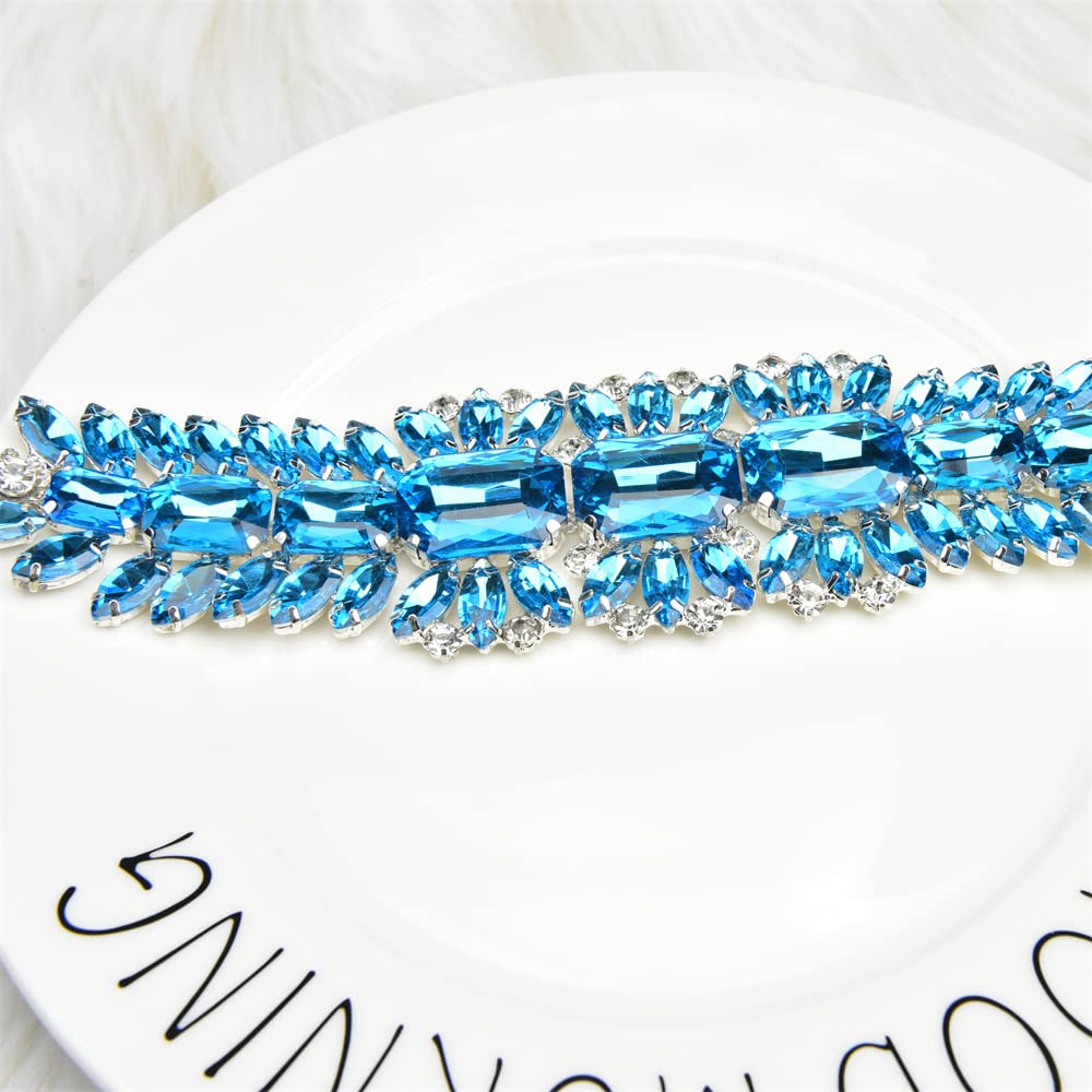 XINMILI Rhinestone Trim - Crystal Chain Ribbon For Wedding Dress, Craft Decoration (20.5x5cm) - View #3