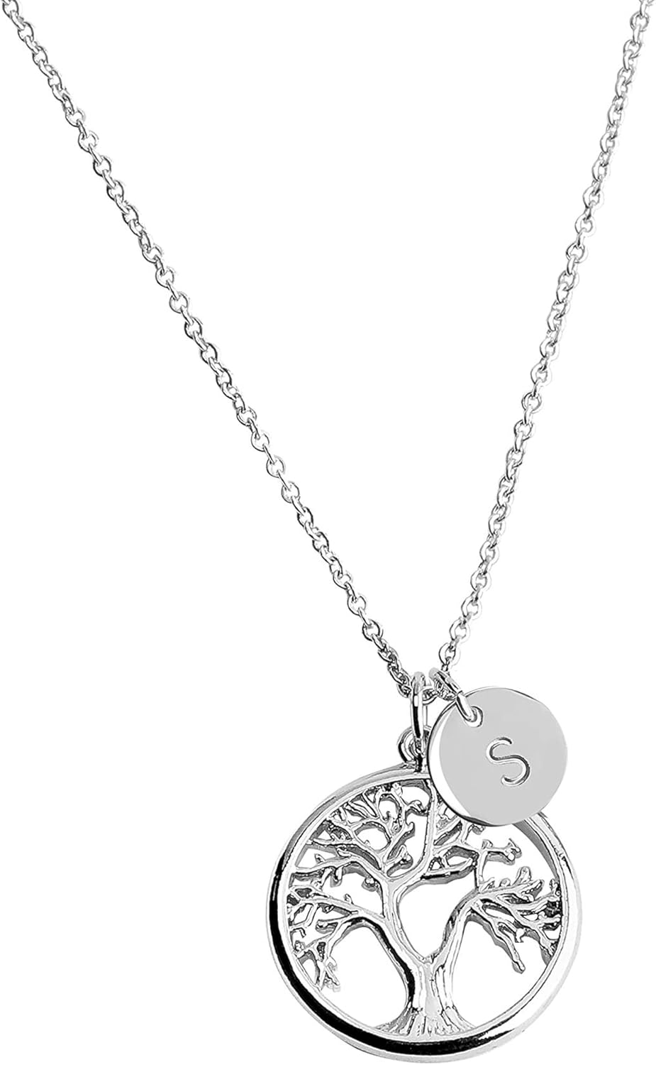 MignonandMignon Custom Family Tree Initial Coin Disc Personalized Necklace Gift for Her Jewelry Mother's Day - TLN-TC