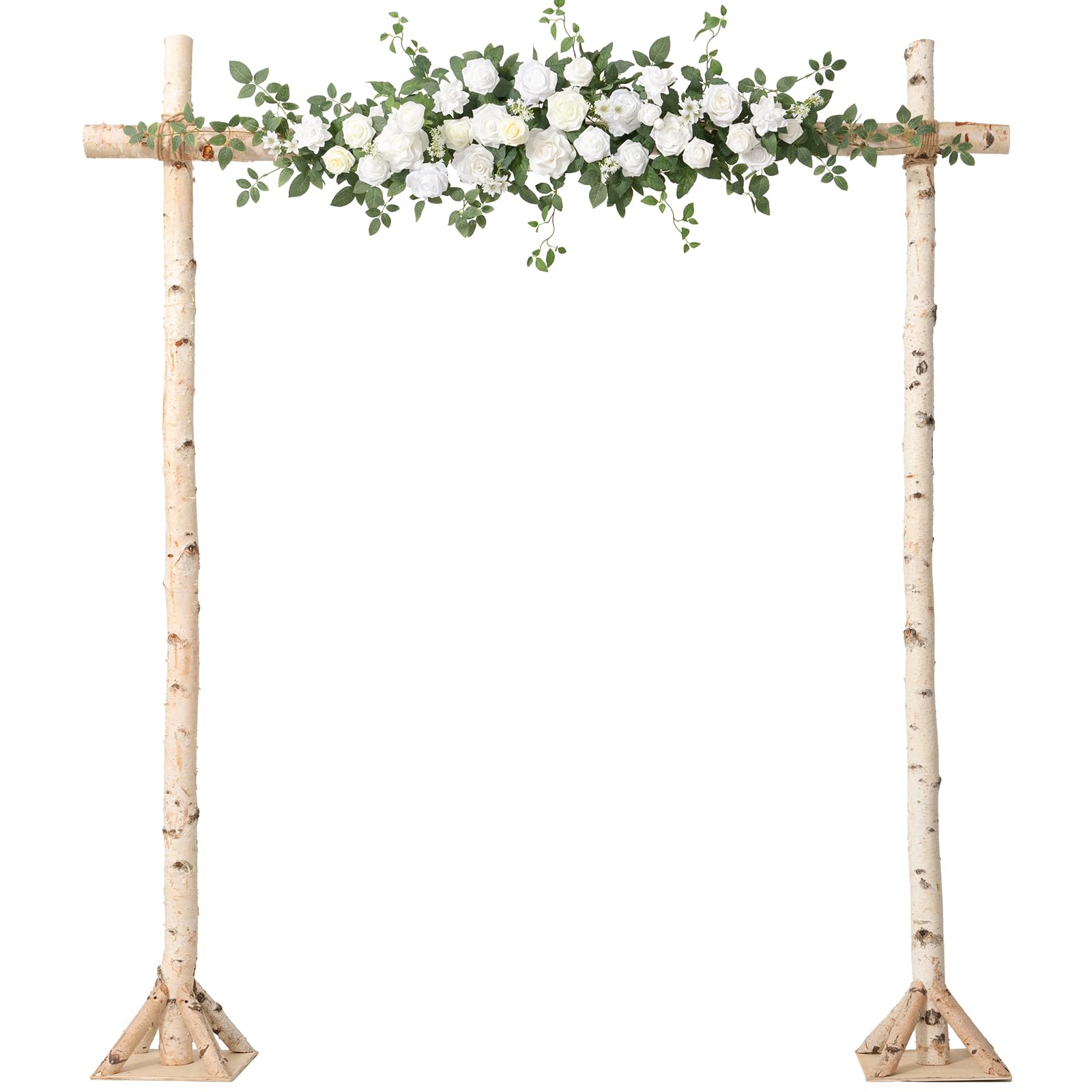 Photo 1 of Ling's moment Wedding Arch Flowers - 6.5FT Floral Garland for Ceremony Arbor Backdrop Decoration - Artificial Rose Floral Swag for Sweetheart Table Birthday Party, Baby Shower, White Green