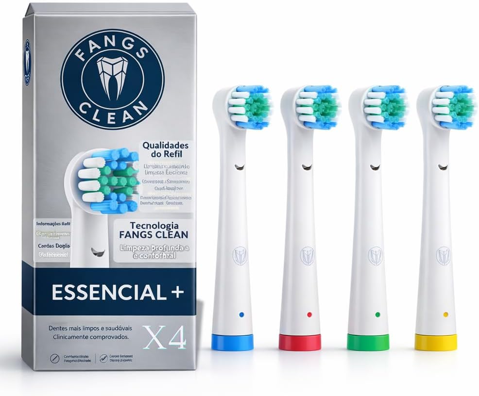 Kit com 4 Cabeças de Reposição para Escova Elétrica – Compatível com Oral-B | Uso Diário escova de substituição sensível para cuidados com as gengivas (Branco, 4 Essencial)