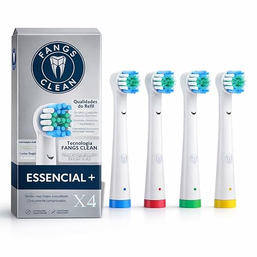 Kit com 4 Cabeças de Reposição para Escova Elétrica – Compatível com Oral-B | Uso Diário escova de substituição sensível para cuidados com as gengivas (Branco, 4 Essencial)