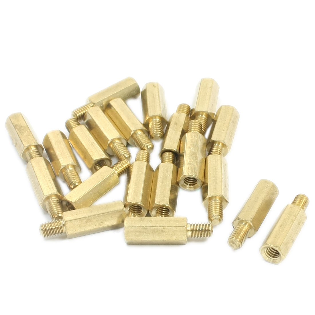 Aexit M3 (PCB board) x 15mm x 21mm Male to Female Gold Tone Brass Pillar PCB Hexagonal Nut Standoff Spacer (54ry853qf213) 20 Pcs-image-42