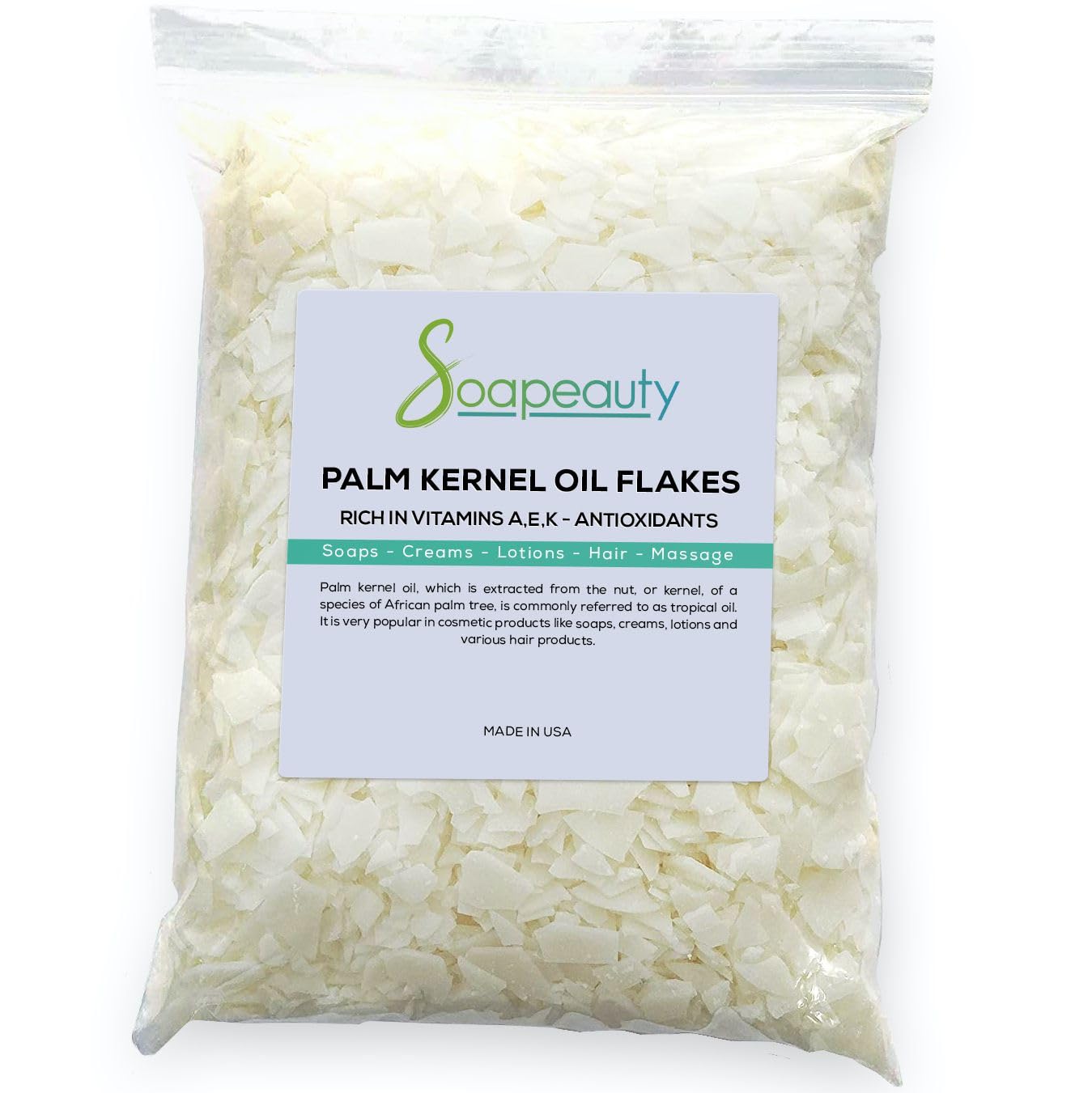 Soapeauty Palm Kernel Oil Flakes | 100% Pure & Natural | Cosmetic Grade for Soap Making & DIY Skincare | 4 oz