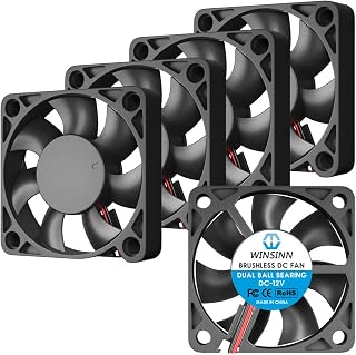 WINSINN 50mm Fan 12V Dual Ball Bearing DC Brushless Quiet Cooling 5010 50x10mm for 3D Printer PC Graphics Card Motherboard North South Bridge - 2Pin 0.1A 1.2W 5200+-5% RPM (Pack of 5Pcs)